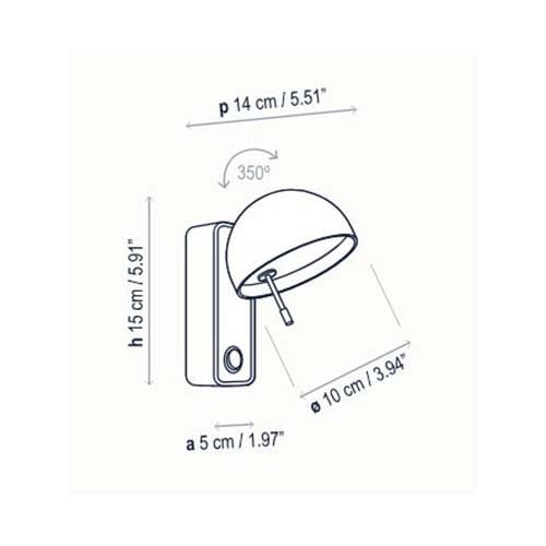 Specification Image for Bover Beddy A/01 Wall Light