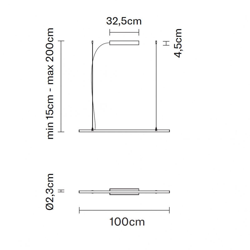 Specification Image for Fabbian Freeline LED Suspension