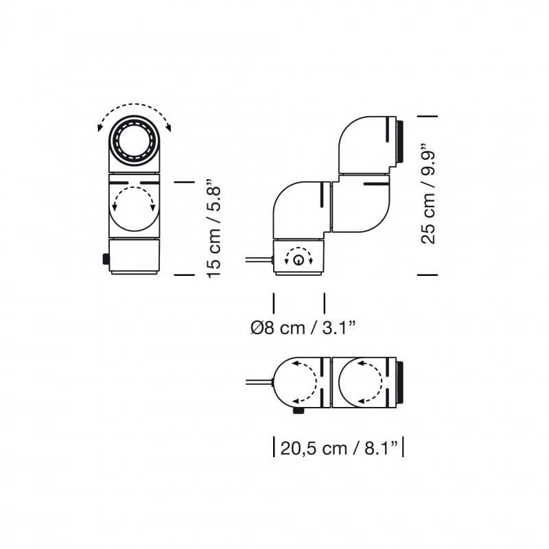 Specification image for Santa & Cole Tatu LED Table/Wall Light