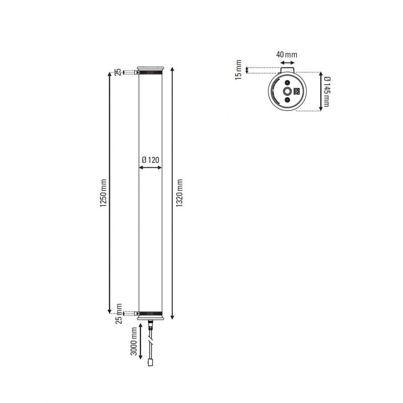 Specification image for DCW éditions In The Tube 120-1300 Wall Light