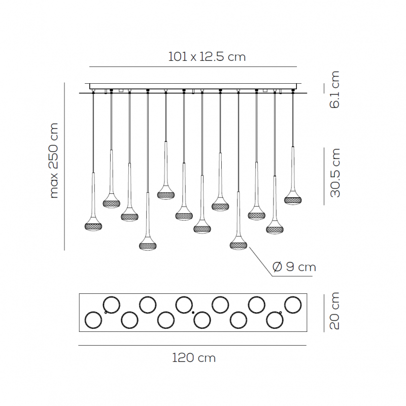 Specification image for Axolight Fairy 12 R LED Suspension