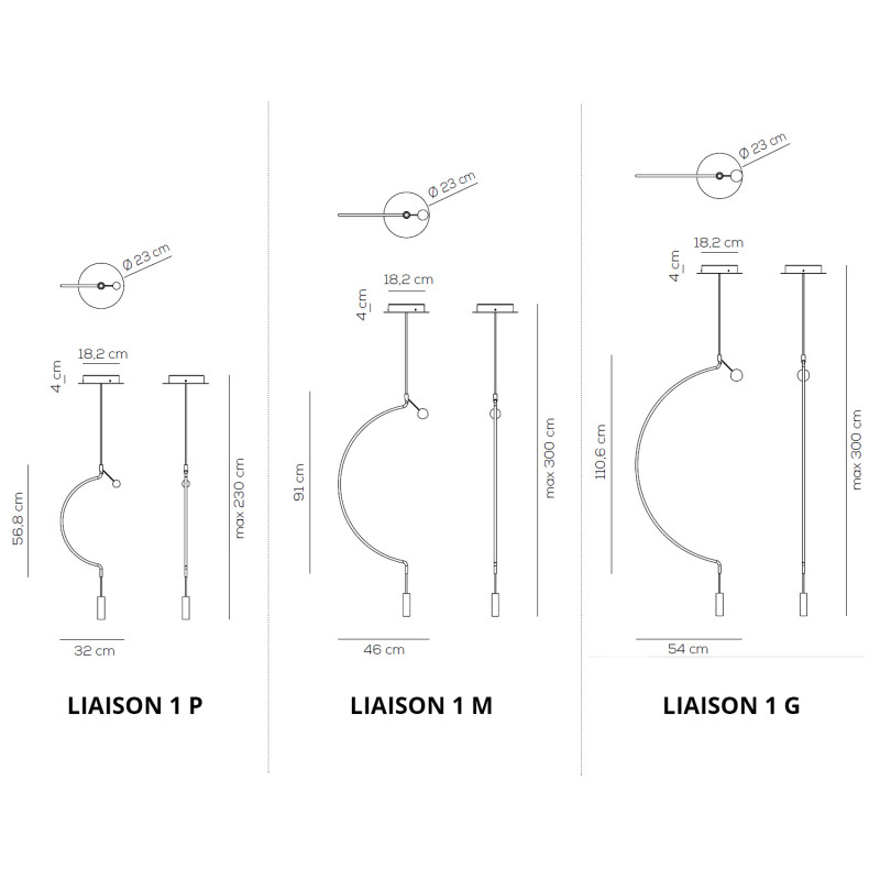 Specification image for Axolight Liaison 1 LED Suspension Light