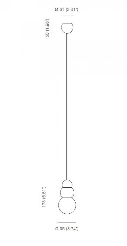 Specification image for Michael Anastassiades Ball Light Pendant Rod Large