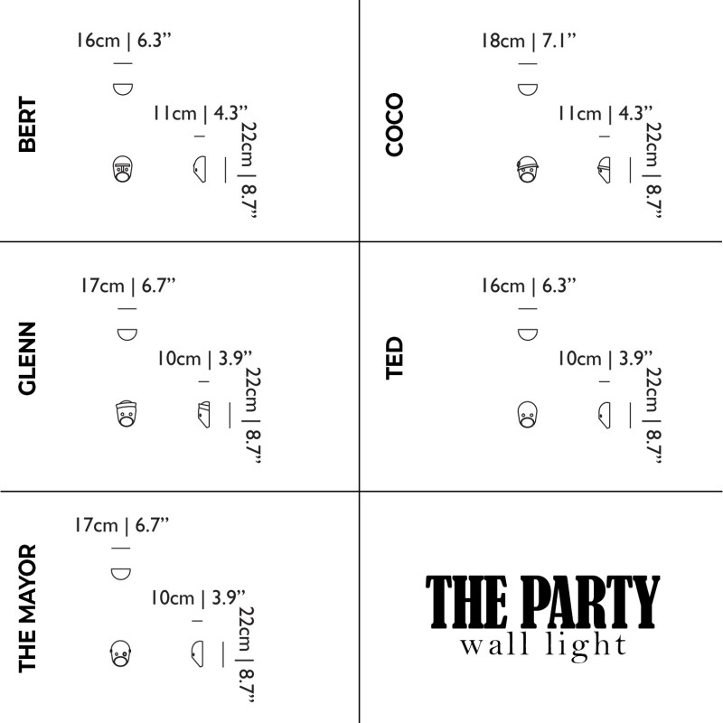 Specification image for Moooi The Party LED Wall Lights