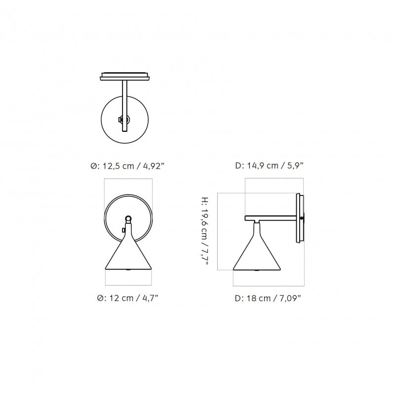 Specification image for Audo Copenhagen Cast Sconce LED Wall Light