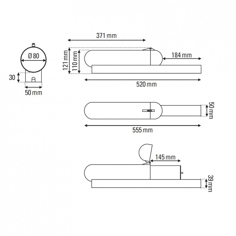 Specification image for DCW éditions ISP LED Table Lamp