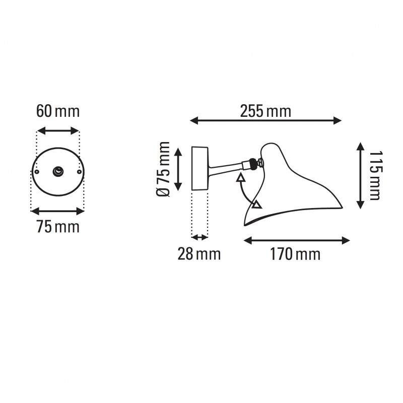 Specification image for DCW éditions Mantis BS5 Mini LED Wall Light