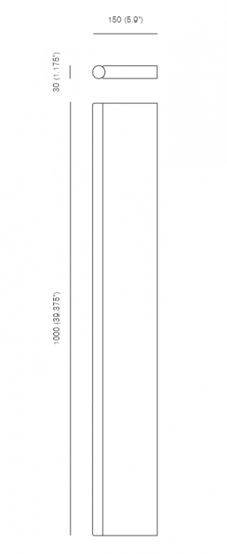 Specification image for Michael Anastassiades Tube Wall Light 1000mm