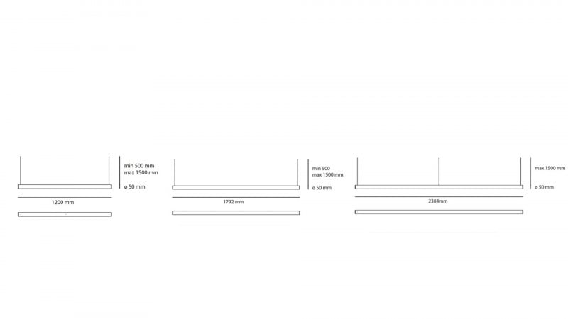 Specification image for Artemide Alphabet of Light Linear LED Suspension Light