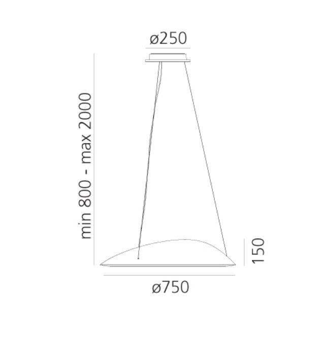 Specification image for Artemide Ameluna LED Suspension App compatible