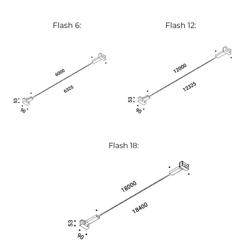 Specification Image for Davide Groppi Flash LED Ceiling/Wall Light