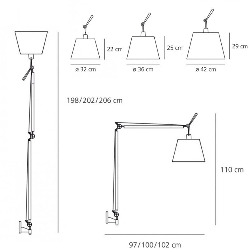 Specification image for Artemide Tolomeo Mega wall light