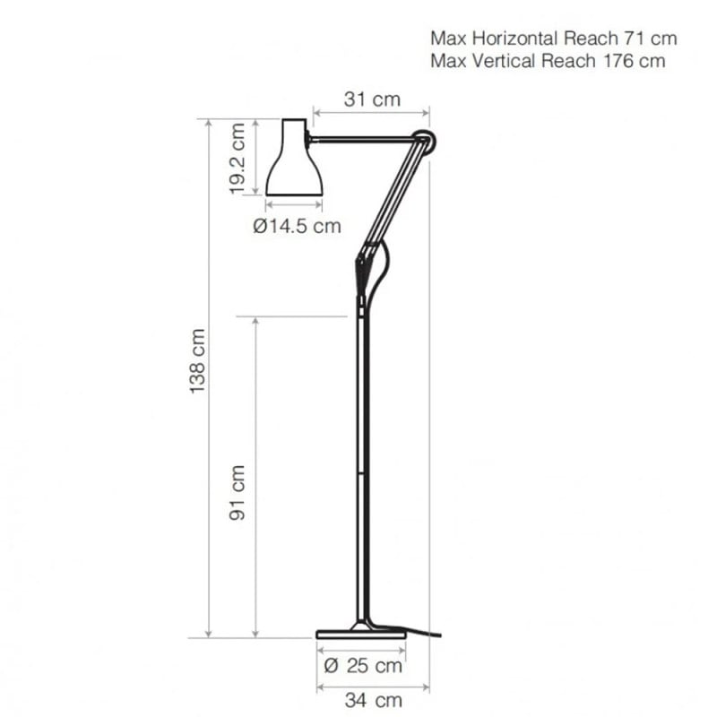 Specification Image for Anglepoise Type 75 Margaret Howell Floor Lamp