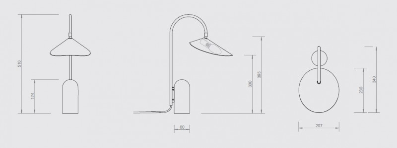 Specification image for ferm LIVING Arum table lamp