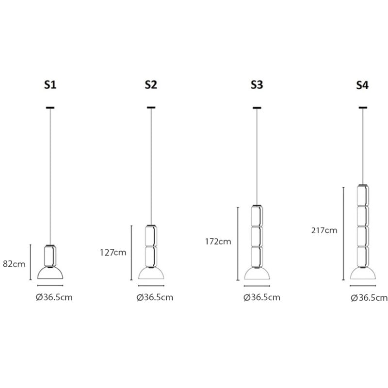 Specification Image for Flos Noctambule Low Cylinder and Bowl LED Pendant