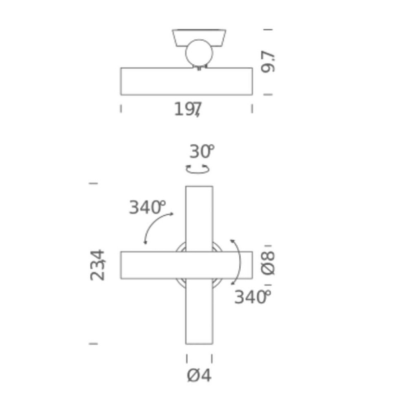 Specification image for Nemo Lighting Tubes 2 LED Wall Light