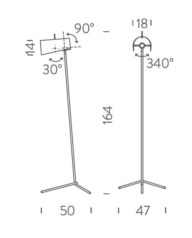 Specification image for Nemo Lighting Claritas Floor Lamp