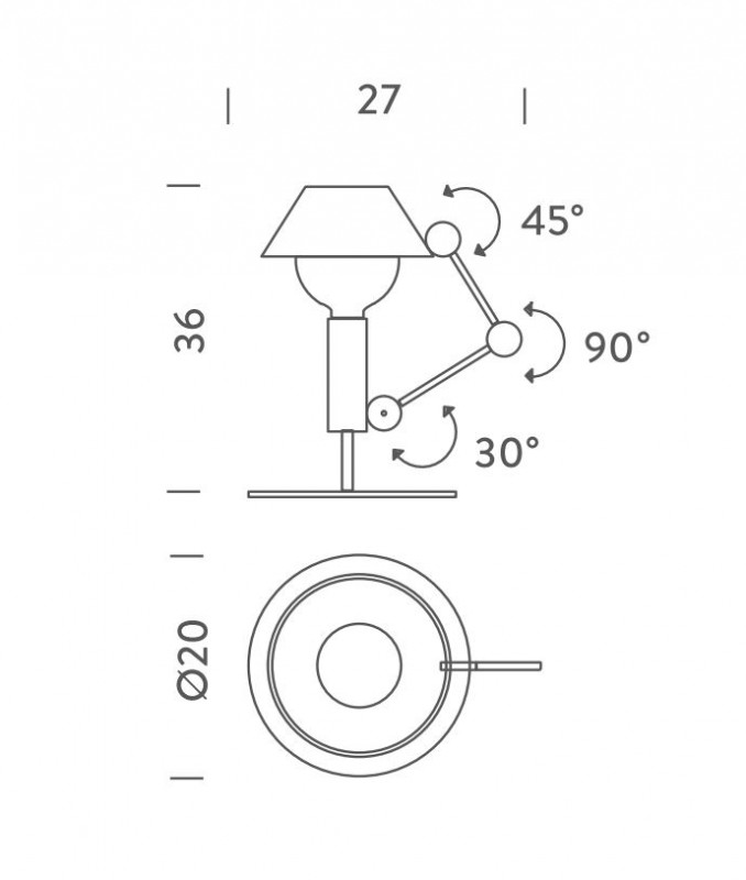 Specification image for Nemo Lighting Mr Light Short Table Light