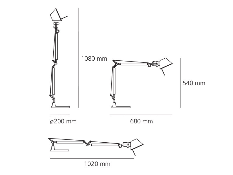 Specification image for Artemide Tolomeo Mini LED Table Lamp 