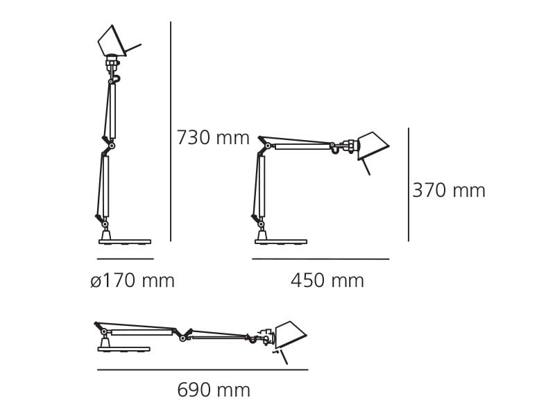 Specification image for Artemide Tolomeo Micro LED Table Lamp