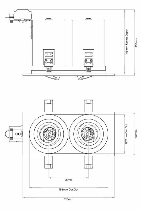 Specification image for Astro Taro Twin Fire Rated Recessed Light 