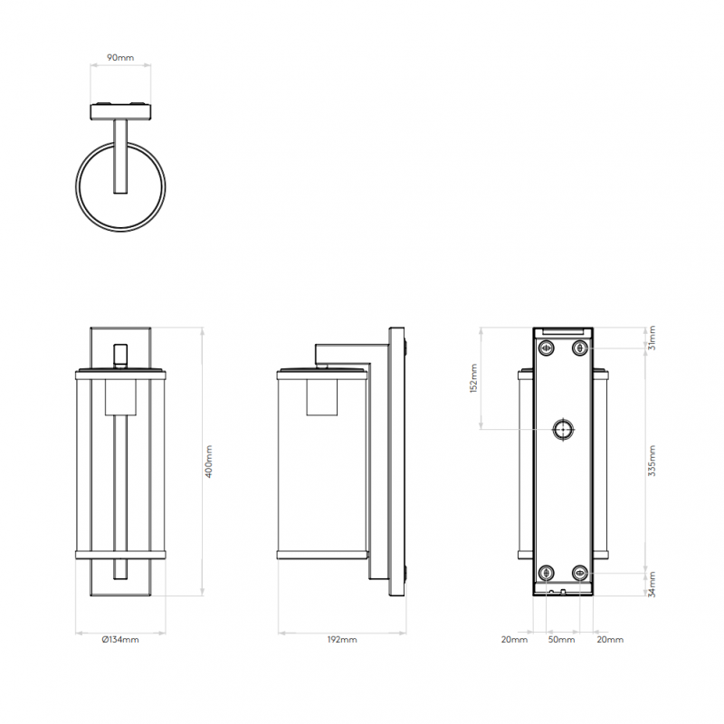 Specification image for Astro Pimlico 400 Wall Light