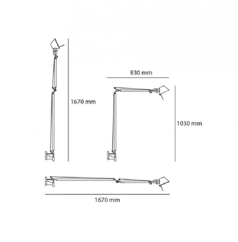 Specification image for Artemide Tolomeo Braccio LED Wall Light