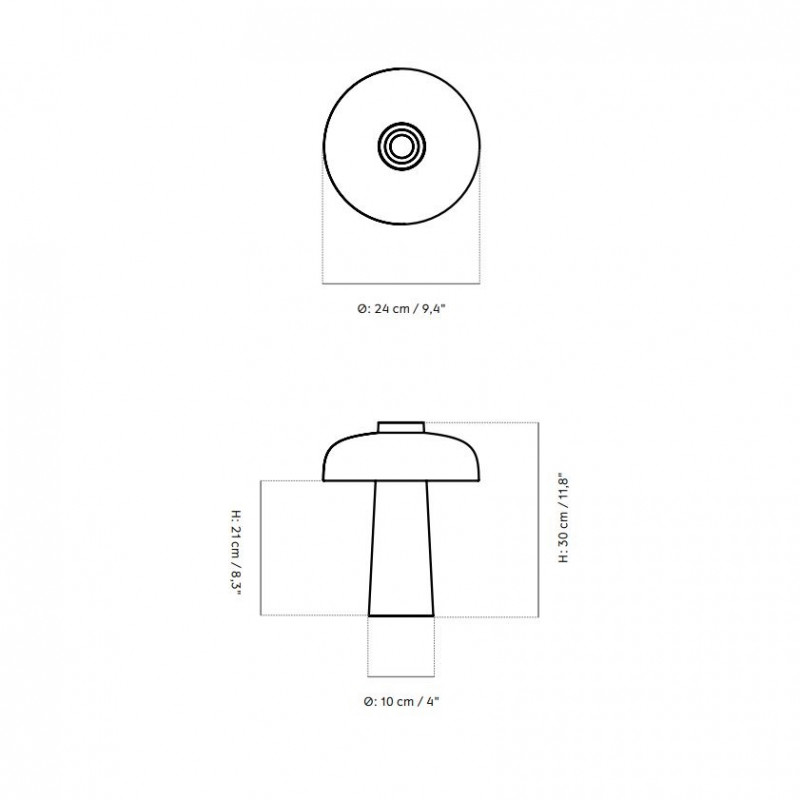 Specification image for Audo Copenhagen Reverse LED Table Lamp