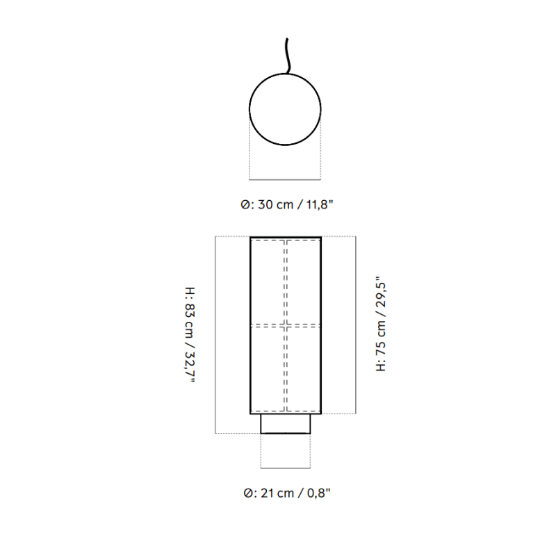 Specification image for Audo Copenhagen Hashira Floor Lamp