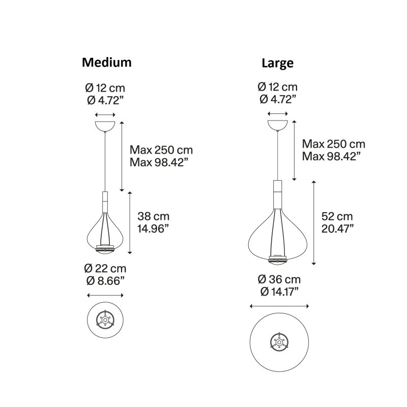 Specification image for Lodes Sky-Fall LED Pendant 