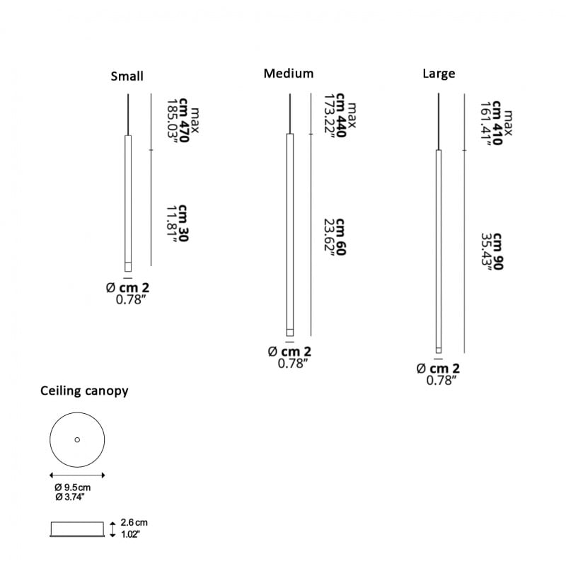 Specification image for Lodes A-Tube Nano LED Pendant