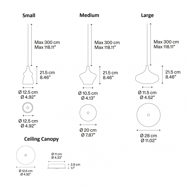 Specification image for Lodes Nostalgia LED Pendant 