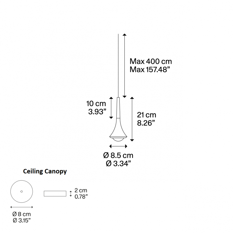 Specification image for Lodes Rain LED Pendant 