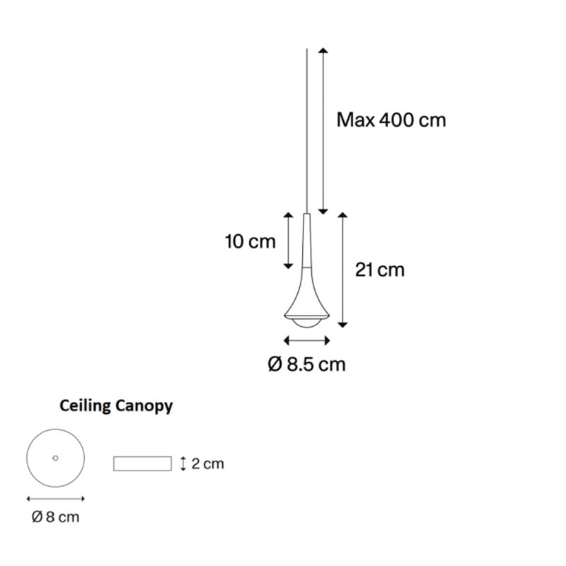 Specification image for Lodes Rain LED Pendant 