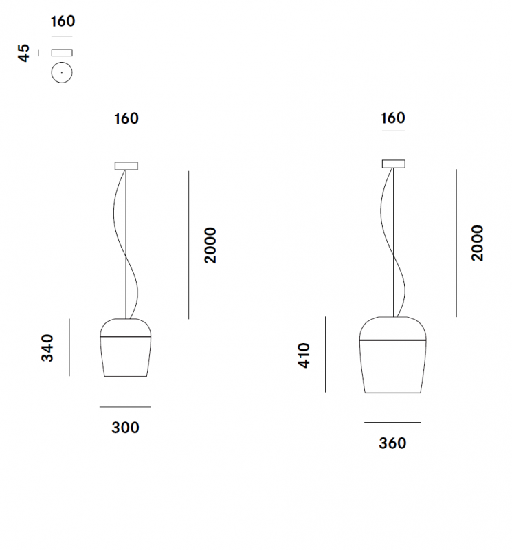 Specification image for Prandina Tiara LED Pendant 