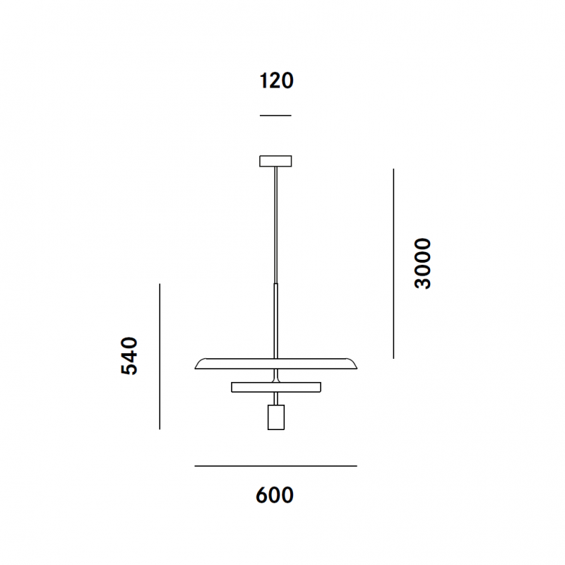 Specification image for Prandina Landing Glass S70 LED Pendant