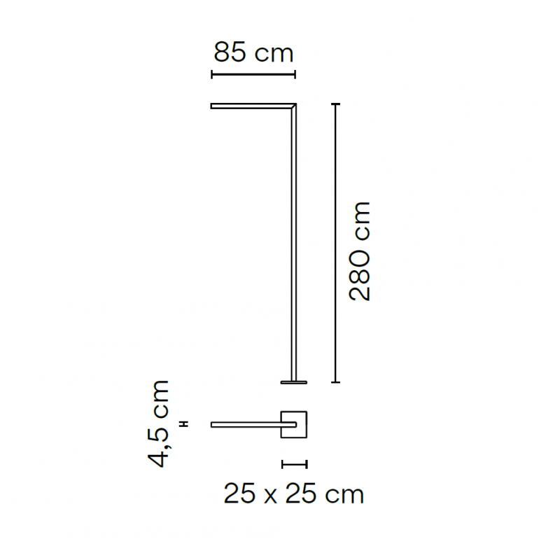 Specification image for Vibia Palo Alto 4516 Exterior LED Floor Lamp