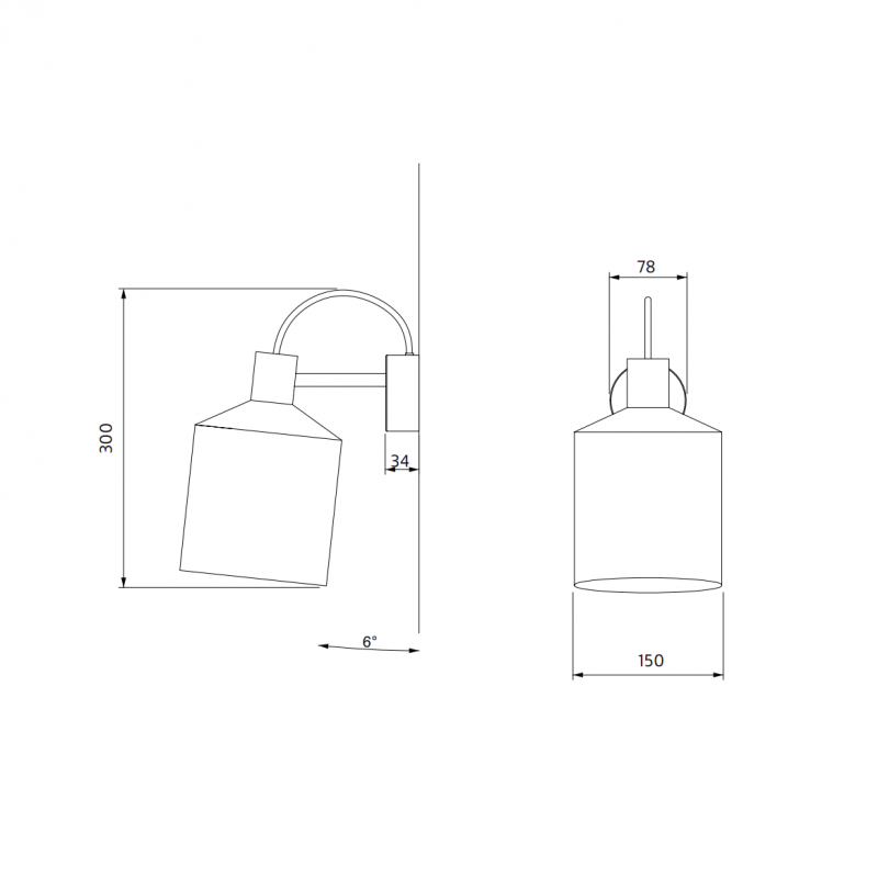 Specification image for Zero Silo Wall Light 