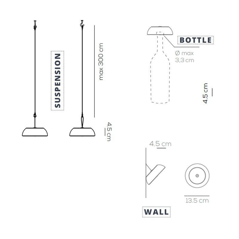 Specification image for Axolight Float LED Multi-functional Lamp