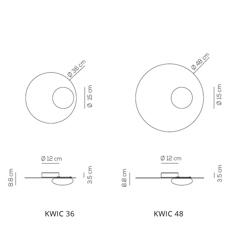 Specification image for Axolight Kwic LED Ceiling/Wall Light