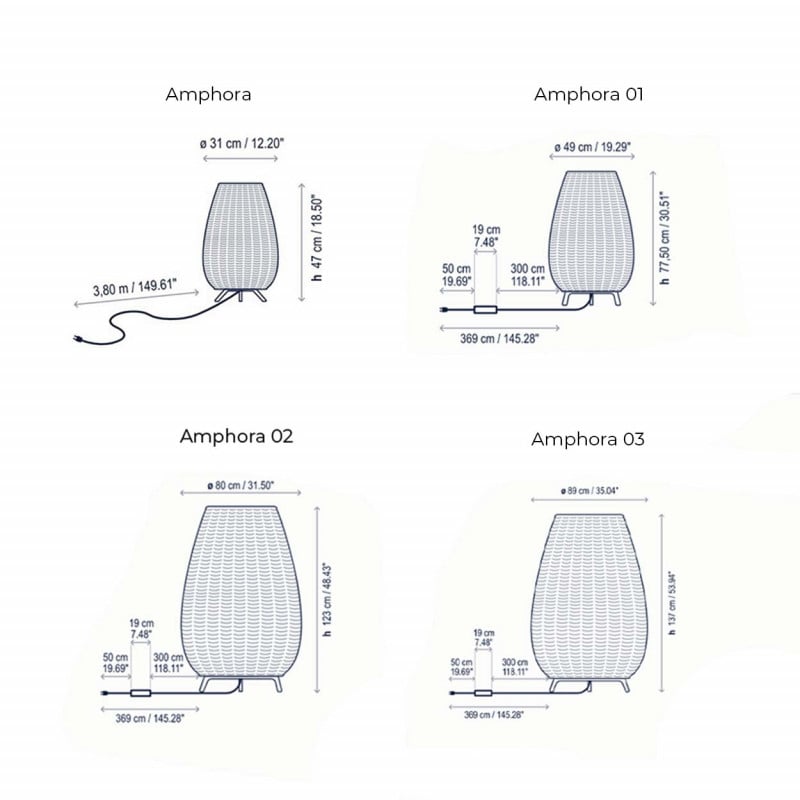 Specification image for Bover Amphora LED Floor Lamp