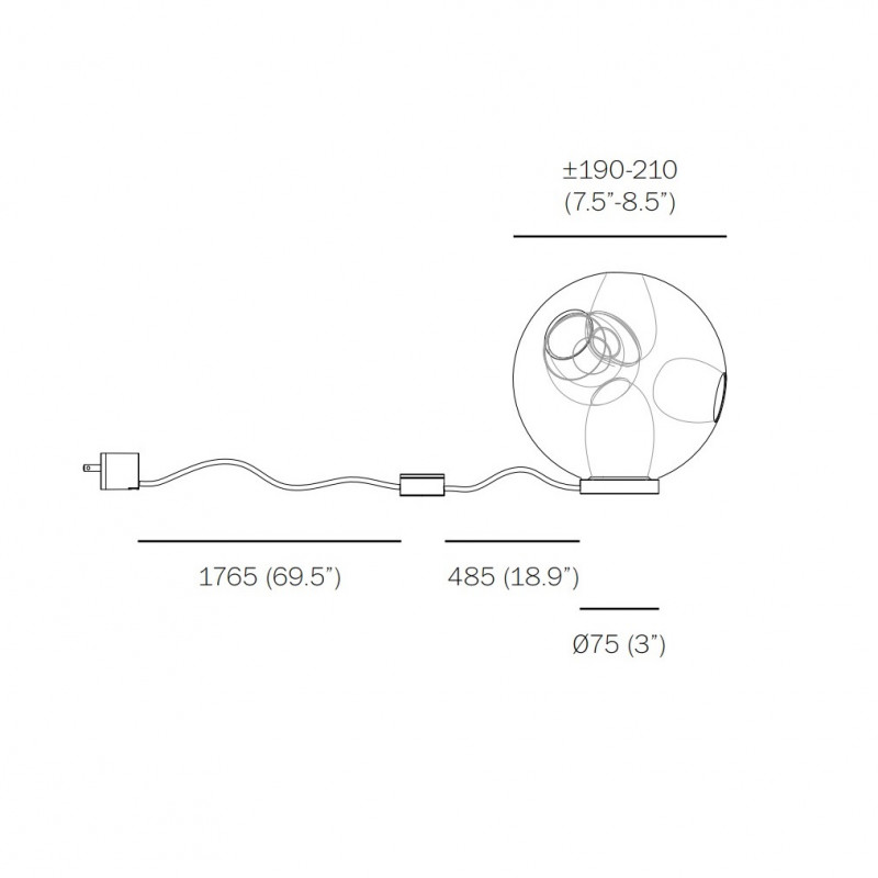 Specification image for Bocci 38Vt Table and Wall Light