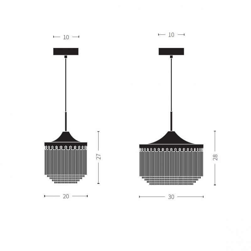 Specification image for Warm Nordic Fringe Pendant