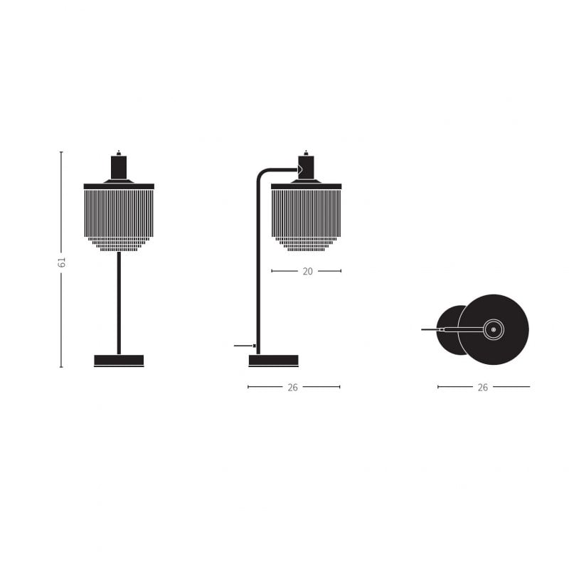 Specification image for Warm Nordic Fringe Table Lamp