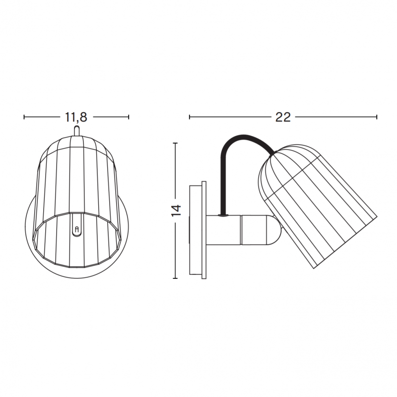 Specification image for HAY Noc Button Wall Light