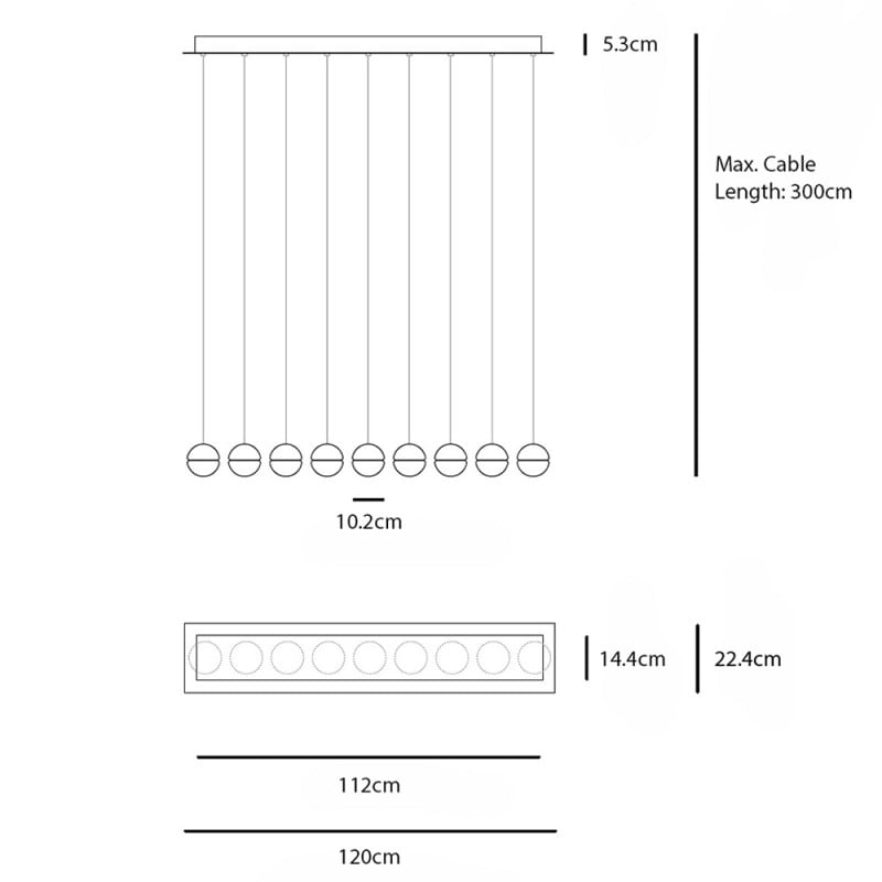 Specification Image for Bocci 14.9 Linear Pendant
