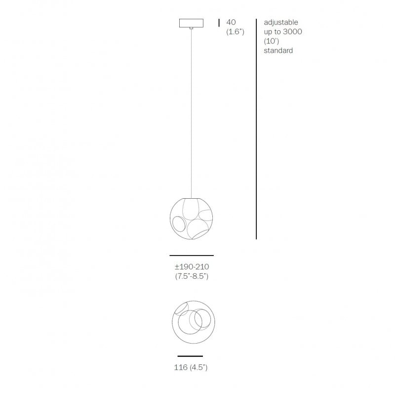 Specification image for Bocci 38.1V Single Pendant