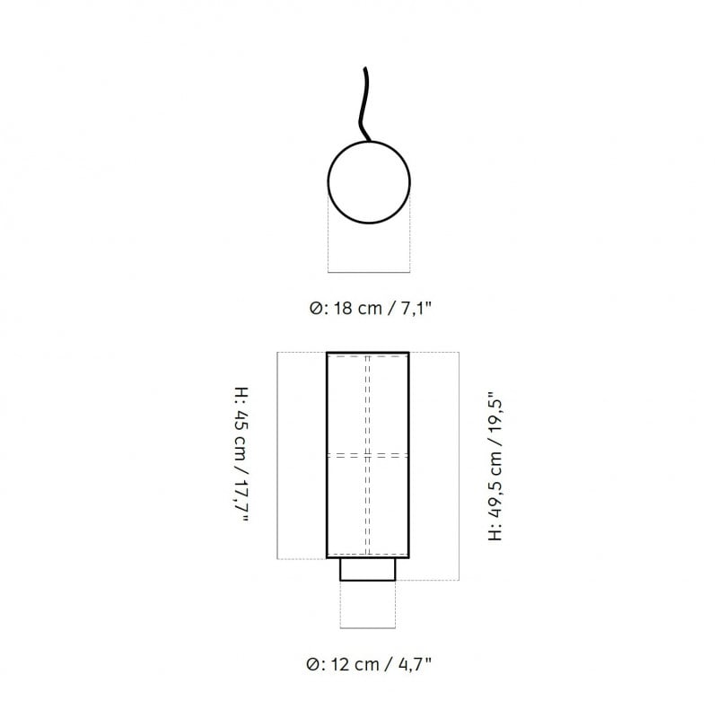 Specification image for Audo Copenhagen Hashira Table Lamp