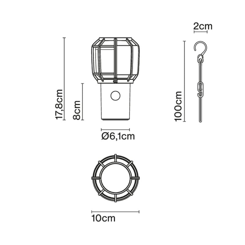 Specification Image for Marset Chispa Outdoor LED Portable Table Lamp