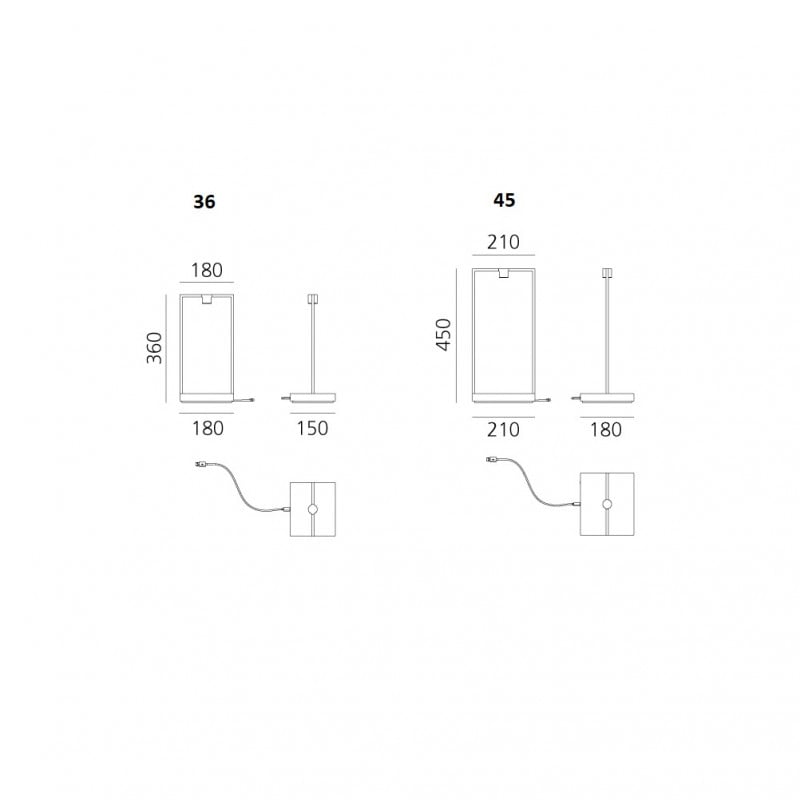 Specification image for Artemide Curiosity LED Table Lamp